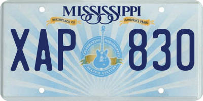 MS license plate XAP830