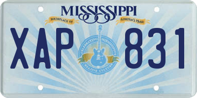 MS license plate XAP831