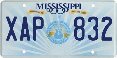 MS license plate XAP832