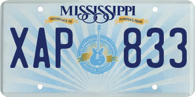 MS license plate XAP833