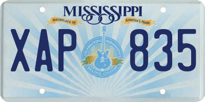 MS license plate XAP835