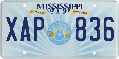 MS license plate XAP836