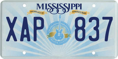 MS license plate XAP837