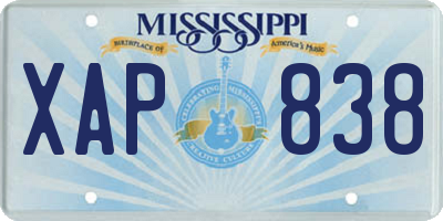 MS license plate XAP838