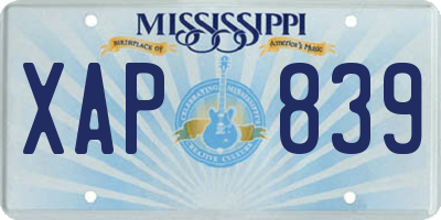 MS license plate XAP839
