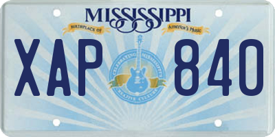MS license plate XAP840