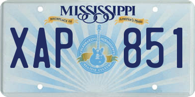 MS license plate XAP851