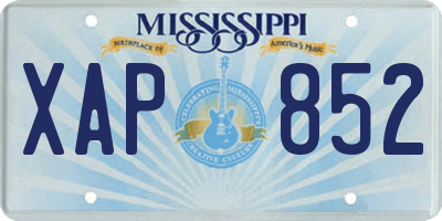 MS license plate XAP852