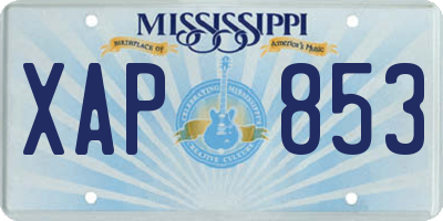 MS license plate XAP853