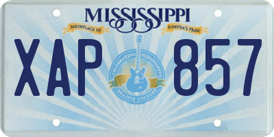 MS license plate XAP857