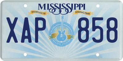 MS license plate XAP858