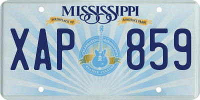 MS license plate XAP859