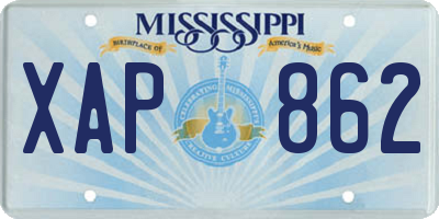 MS license plate XAP862