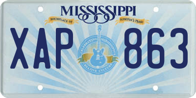 MS license plate XAP863