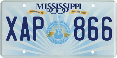 MS license plate XAP866