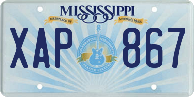 MS license plate XAP867