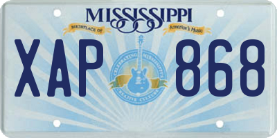 MS license plate XAP868