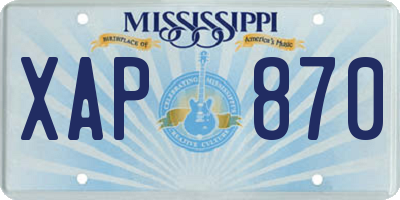 MS license plate XAP870