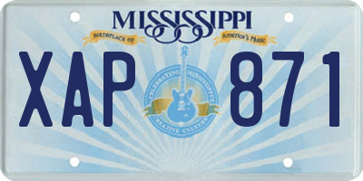 MS license plate XAP871