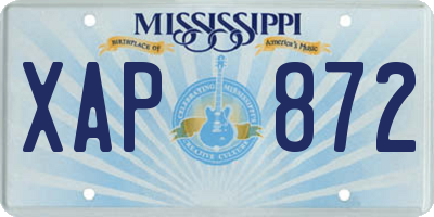 MS license plate XAP872