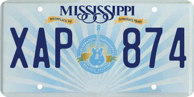 MS license plate XAP874