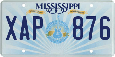 MS license plate XAP876