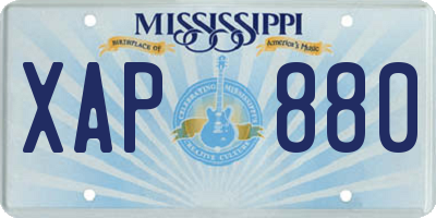 MS license plate XAP880