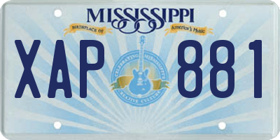 MS license plate XAP881