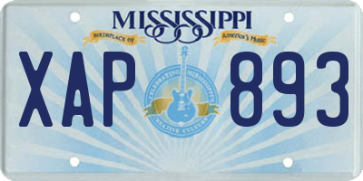 MS license plate XAP893