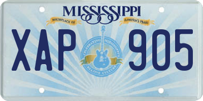 MS license plate XAP905