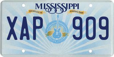 MS license plate XAP909