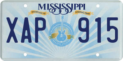 MS license plate XAP915