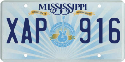 MS license plate XAP916