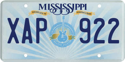 MS license plate XAP922