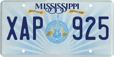 MS license plate XAP925