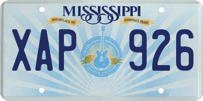 MS license plate XAP926
