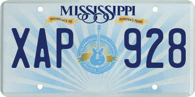 MS license plate XAP928
