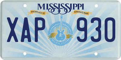 MS license plate XAP930