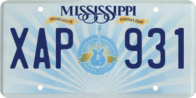 MS license plate XAP931