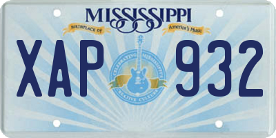 MS license plate XAP932
