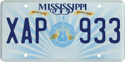 MS license plate XAP933