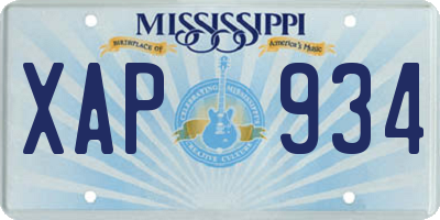 MS license plate XAP934