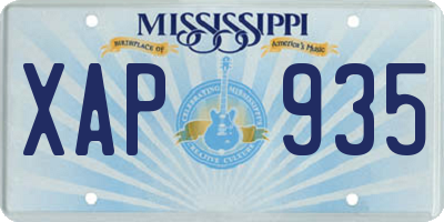 MS license plate XAP935
