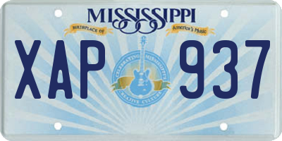 MS license plate XAP937