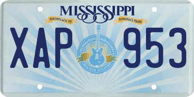 MS license plate XAP953
