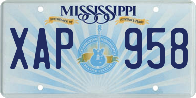 MS license plate XAP958