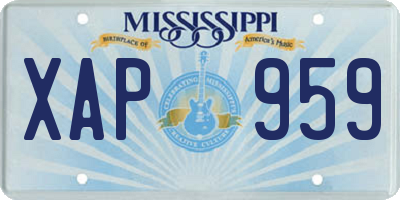 MS license plate XAP959