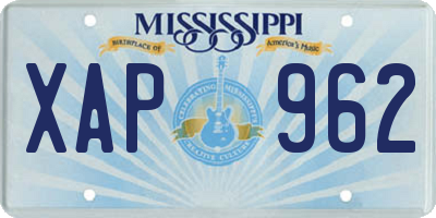 MS license plate XAP962