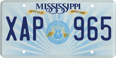 MS license plate XAP965