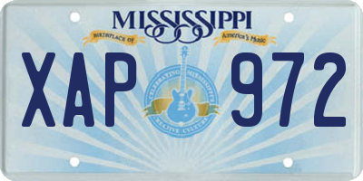 MS license plate XAP972